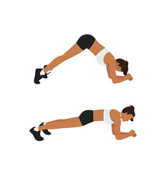 Woman Doing Inverted V Plank Exercise Flat