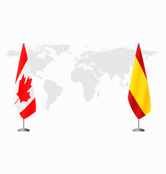 Canada And Civil Spain Flags For Official Meeting