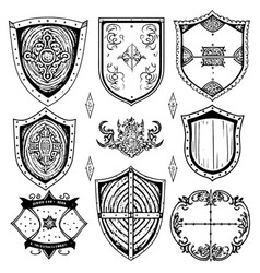 Hand Drawn Medieval Shields Set