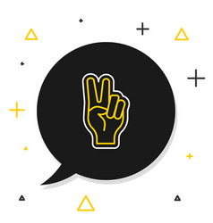 Line Hand Showing Two Finger Icon Isolated