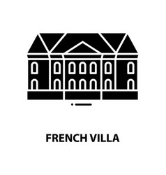 French Villa Icon Black Sign With Editable