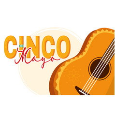 Isolated Wooden Guitar Cinco De Mayo Horizontal