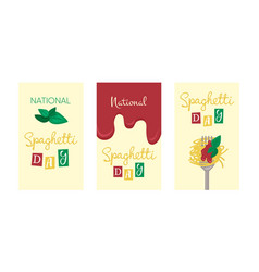 National Spaghetti Day Cards Handwriting Text