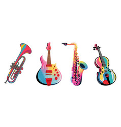 Set Of Different Music Instrument Isolated