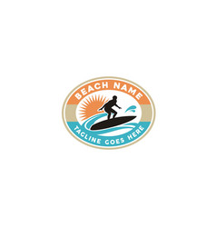 Surfer Silhouette Sea Wave Summer Beach Surf Logo