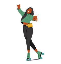 Young Black Woman Gracefully Roller Skating