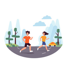 Young Man And Woman Jogging Together In Park