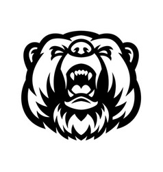 Bear mascot logo black and white Royalty Free Vector Image