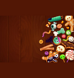 Halloween Holiday Sweets On Wooden Background