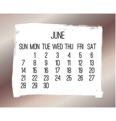 June Year 2020 Monthly Bronze Calendar