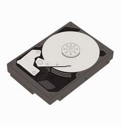 Open Hard Disk Drive In Top Angle View