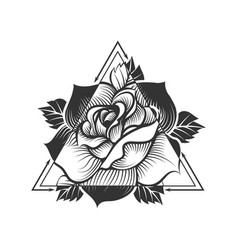 Rose Flower Over Double Triangle Sacred Geometry