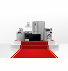 Show Podium Or Pedestal With Red Path