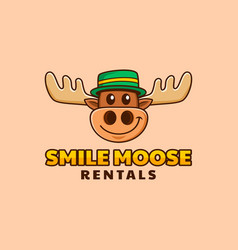 Moose Cartoon Head With Green Cap Logo Design