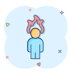 People With Flame Head Icon In Comic Style Stress