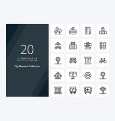 20 City Element Collection Outline Icon