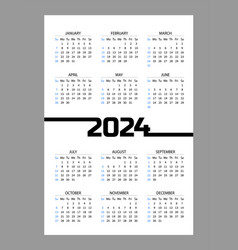 Vertical Pocket Calendar2024 Year Template