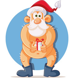 Funny Naked Santa Claus Holding Christmas Present