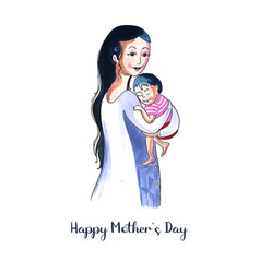 Hand Draw Happy Mothers Day Mom And Child Love