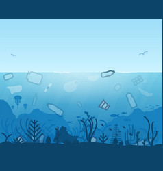 World Ocean Pollution Plastic Waste Concept Vector Image