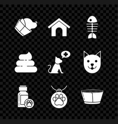 Set Veterinary Clinic Symbol Dog House Fish