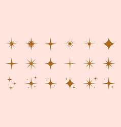 Sparkle Star Silhouette Icon Set Glow Spark Flash