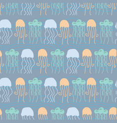 Grey Dancing Jellyfish Seamless Pattern