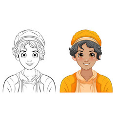 Male Teen Cartoon Wearing Hat