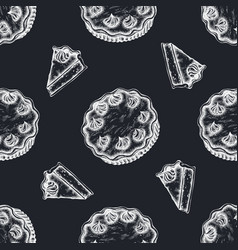 Seamless Pattern With Hand Drawn Chalk Pumpkin Pie