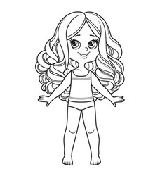 Cute Cartoon Girl With Long Curly Hair Big