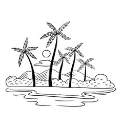 Hand Drawn Seashore Beach Tropical Vacation