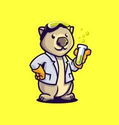 Little Wombat Scientist Cartoon Mascot