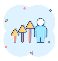 People With Growth Arrow Icon In Comic Style Work