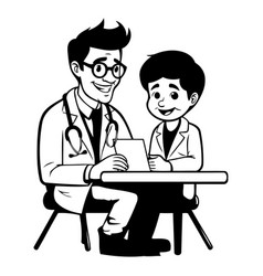 Doctor And Patient In Cartoon Style Doctor And