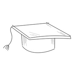 Isolated Graduation Cap Sketch Icon