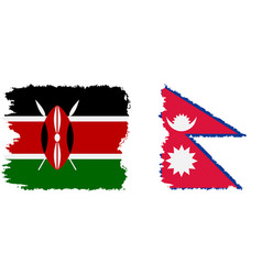 Nepal And Kenya Grunge Flags Connection