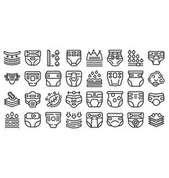 Adult Diaper Icons Set Outline Layer Pad