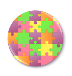 Badge Or Pin With Puzzle Pattern Mockup Realistic