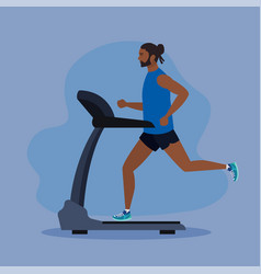 Sport Man Afro Running On Treadmill Person