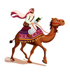 Arabian Rider Mounted Brown Camel Decorated