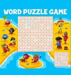 Cartoon Berry Pirates On Word Search Puzzle Game