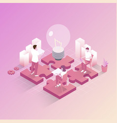 Isometric Teamwork Concept