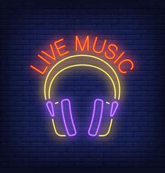 Live Music Neon Sign With Headphones