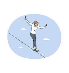 Businesswoman Walking On Rope