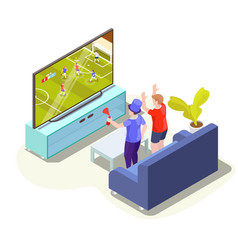 Fans Watching Soccer Match Translation On Tv