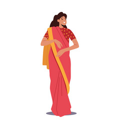 Indian Woman Wear Red Sari Dress Female Character