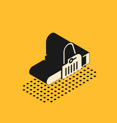 Isometric Chainsaw Icon Isolated On Yellow