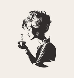 Silhouette Of A Woman Drinking Coffee