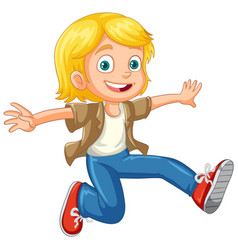 Urban Girl Wearing Hoodie Jumping Cartoon