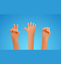 3d Cartoon Hands Playing Rock Paper Scissors Game